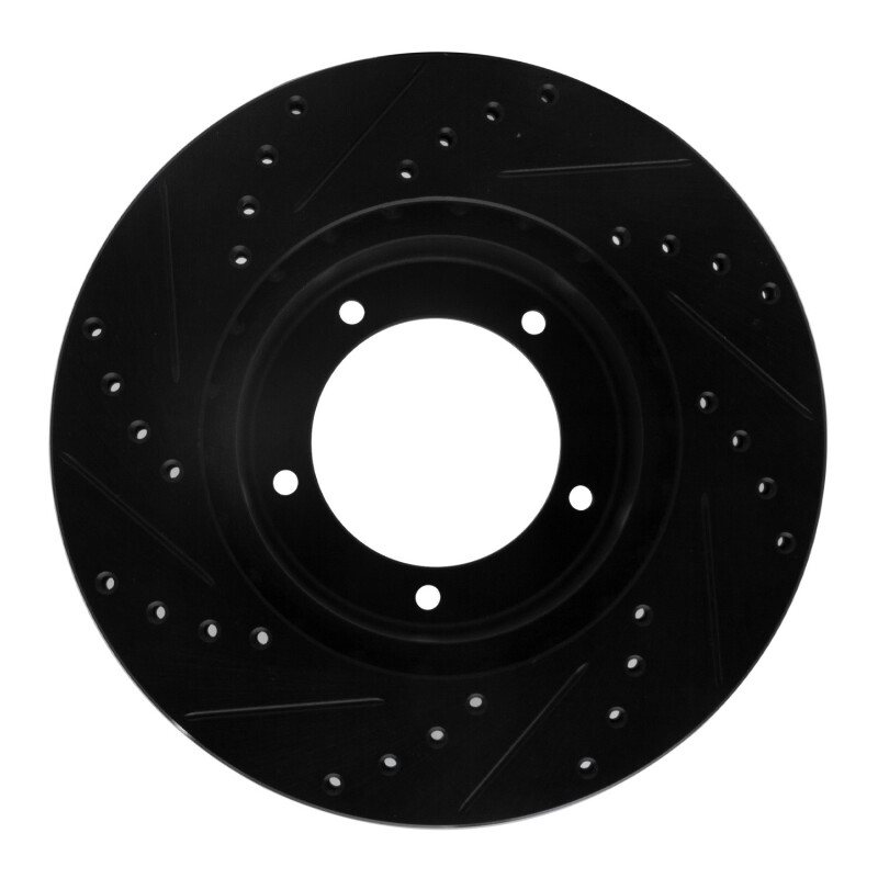 Land Rover Defender Brake Rotor (1) - Front Right - R1 Concepts - Drilled & Slotted - Black - `90-`16